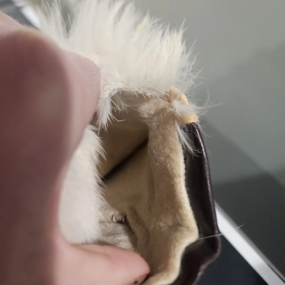 Luxury Vintage Leather & Fur Nordic Mittens Artisan Handmade Winter Gloves.